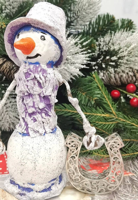 Christmas tree toy "Horseshoe" made of silver